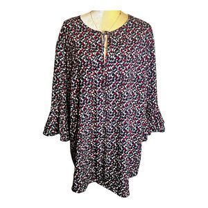 LRL Lauren Ralph Lauren Print Tunic Top Size 3x Loose Fit Ruffle  Sleeves